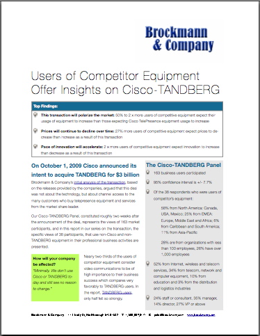 Users of Competitors Equipment Offer Insights on Cisco-TANDBERG
